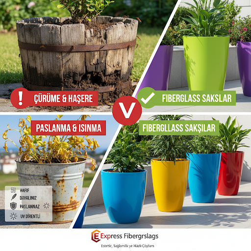 Metal veya Ahşap Saksılar Yerine Neden Fiberglass Saksı Kullanmalısınız?